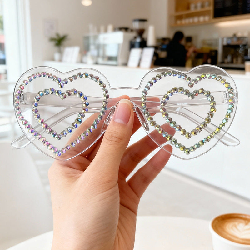 Rhinestone-Embellished Heart-Shaped Sunglasses Stornfield 1787141238