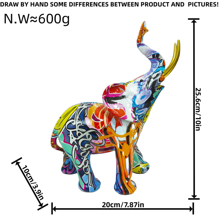 Artistic elephant figure with colorful design Stornfield
