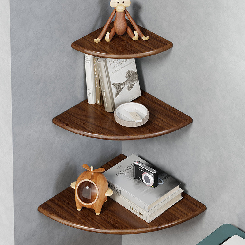 Semi-Circular Corner Floating Wall Shelf with Concealed Bracket Mounting