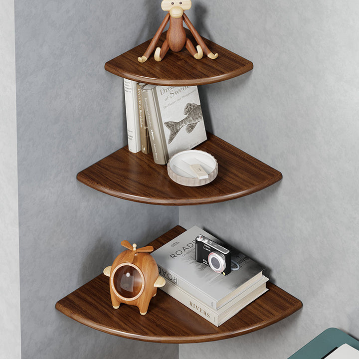 Semi-Circular Corner Floating Wall Shelf with Concealed Bracket Mounting