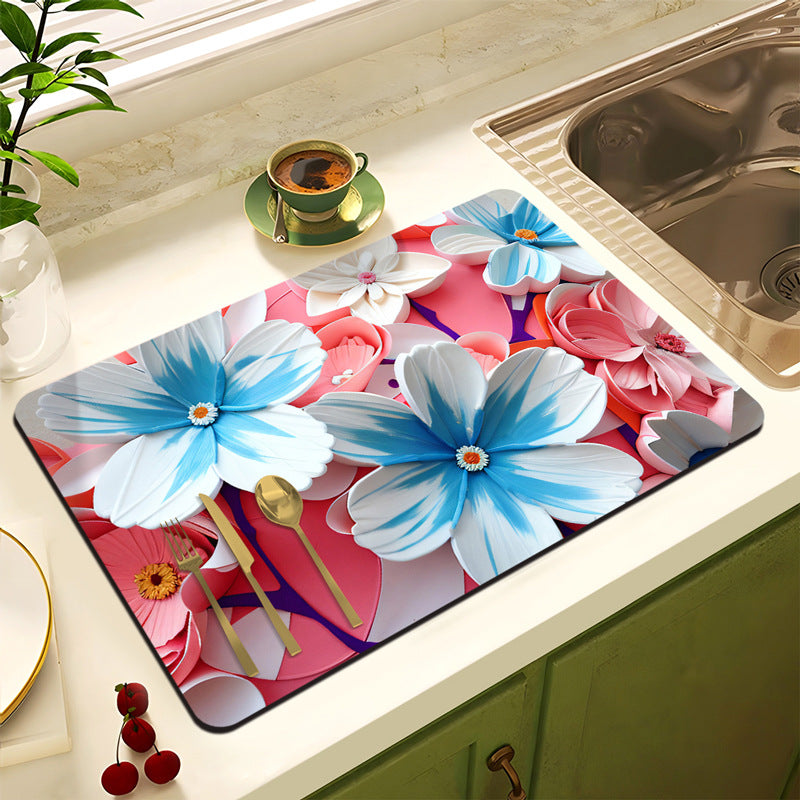 Floral Design Anti-Slip Kitchen Mat