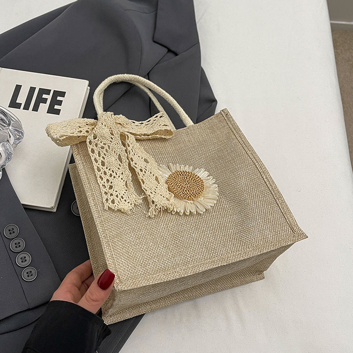 Elegant Floral Accent Handcrafted Tote
