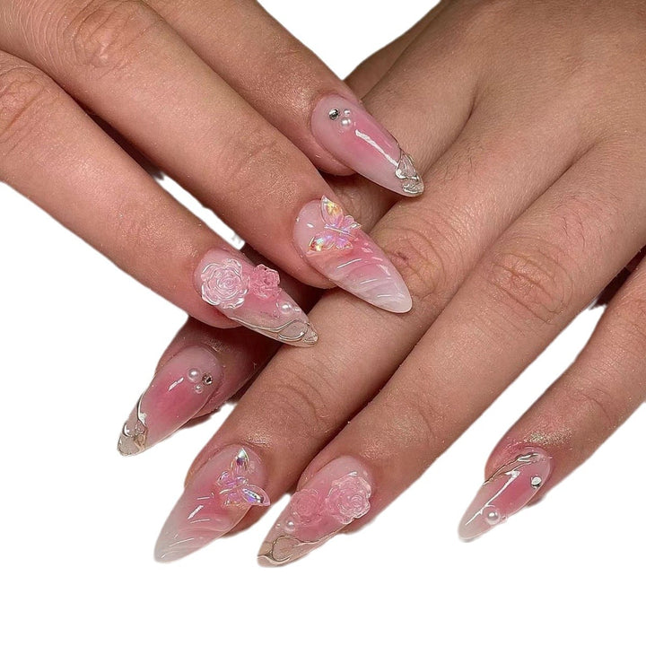 Artistic Floral Nail Extensions Stornfield