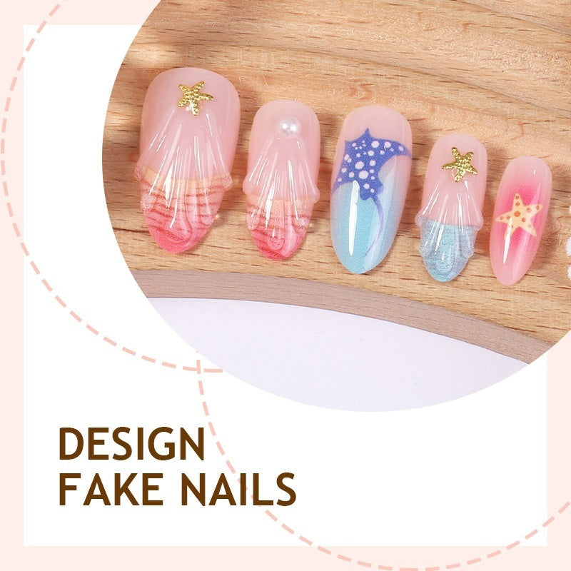 Artificial nail set with maritime motifs and high-quality design Stornfield