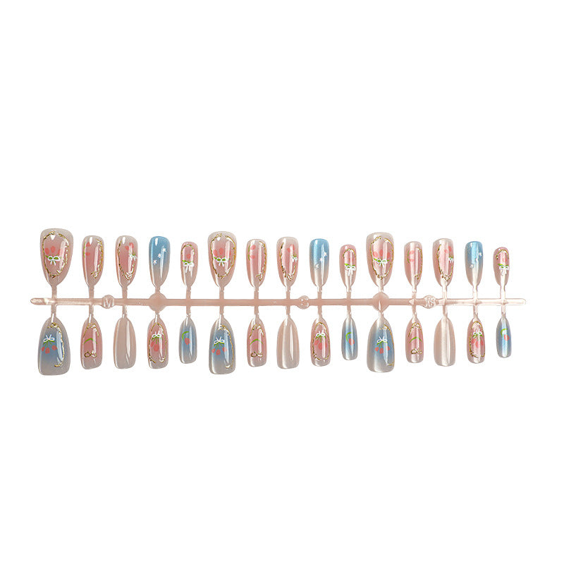 Decorative Floral Press-On Nail Design