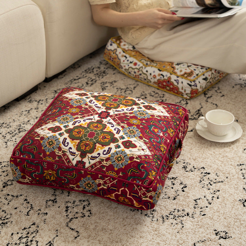Square decorative cushion cover with oriental medallion pattern and contrasting piping Stornfield