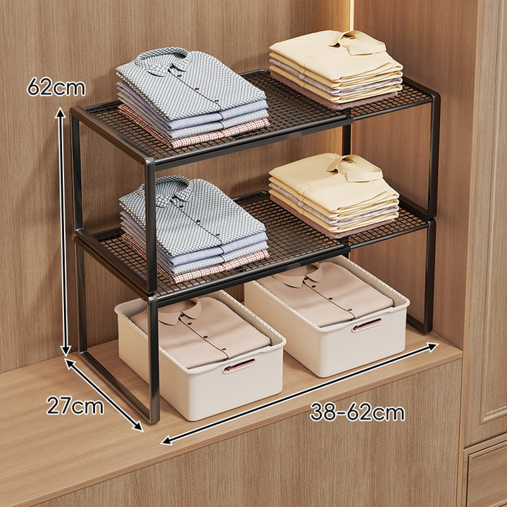 Adjustable Mesh Shelf Riser for Closet Countertop and Cabinet