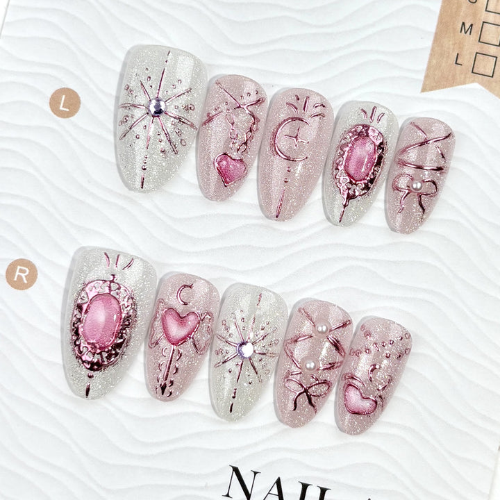 Decorative Rhinestone-Embellished Press-On Nails