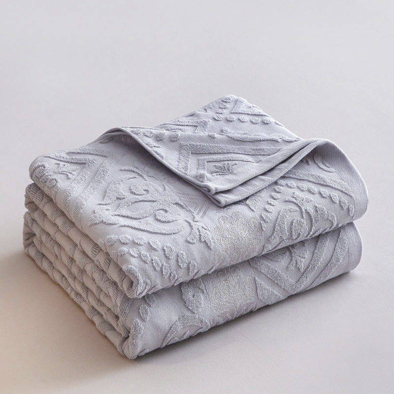 Textured Jacquard Cotton Bath Towel Set with Floral Relief Pattern
