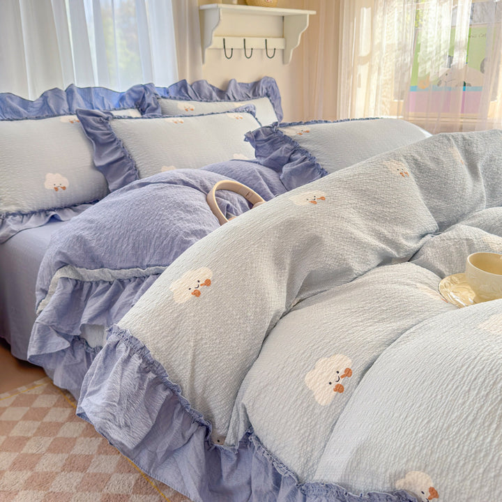 Playful Animal-Themed Ruffled Bedding Set