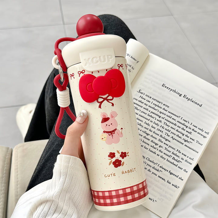 Women's water bottle with cute bunny design and integrated carabiner Stornfield