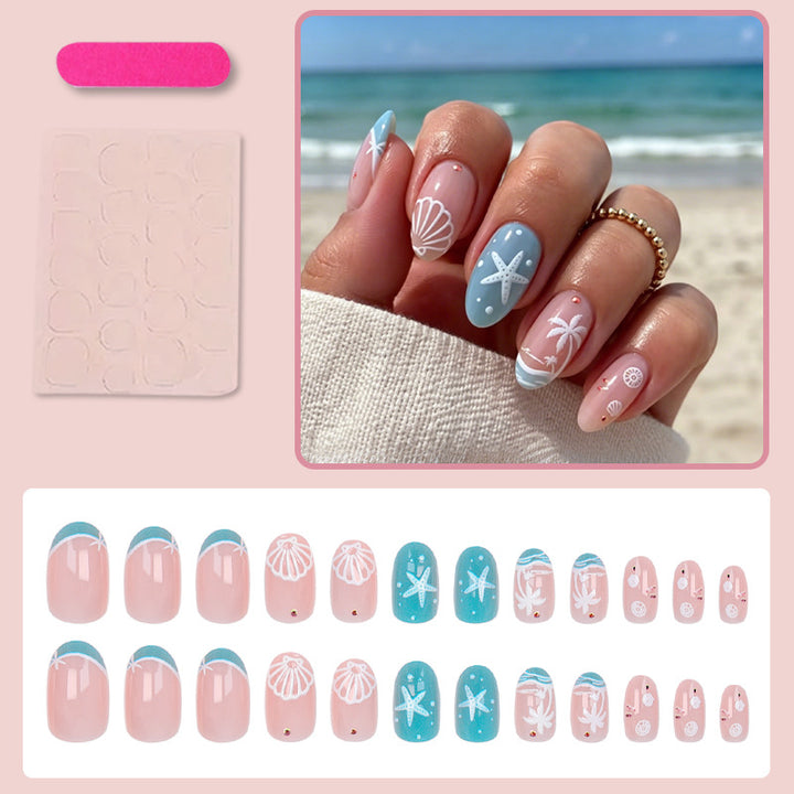 Artificial nail set with maritime details Stornfield