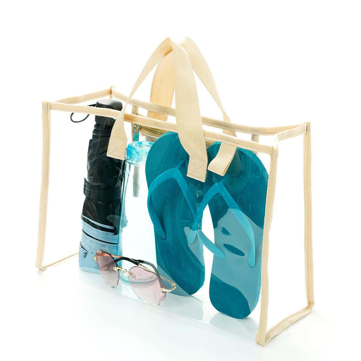 Transparent beach bag with sturdy carrying handles and various compartments Stornfield