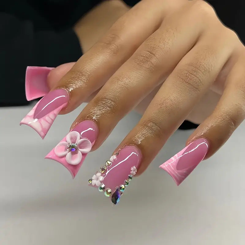 Decorative Floral Acrylic Press-On Nails Stornfield