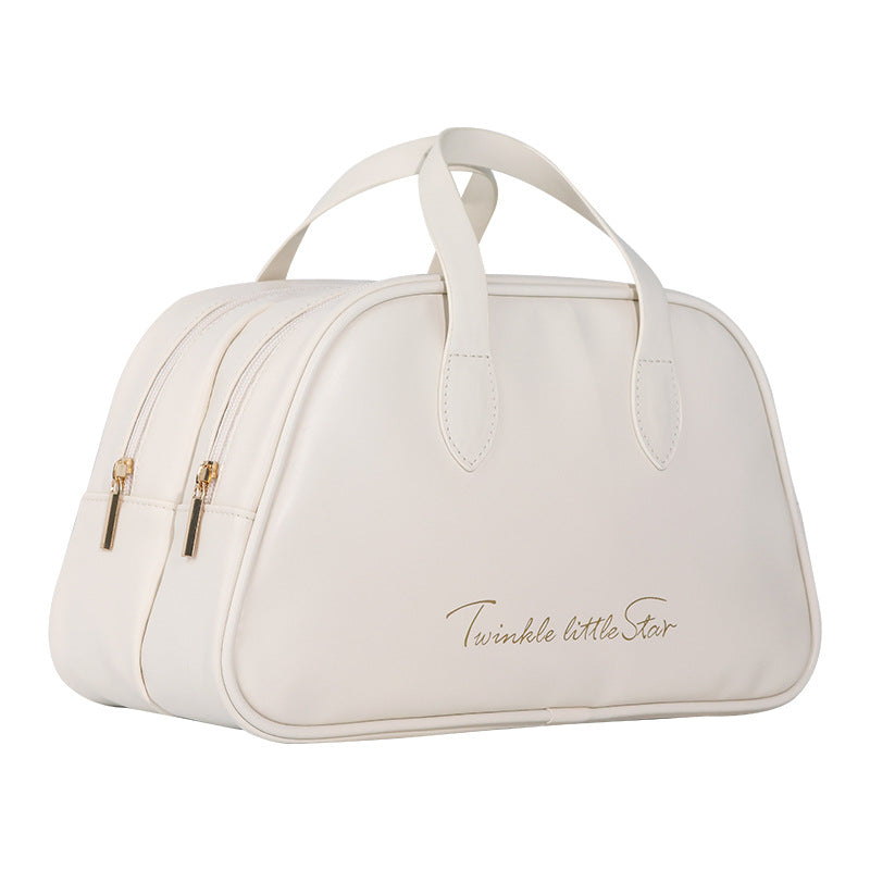 Cosmetic Organizer Bag With Double Zipper And Elegant Carry Handle Stornfield