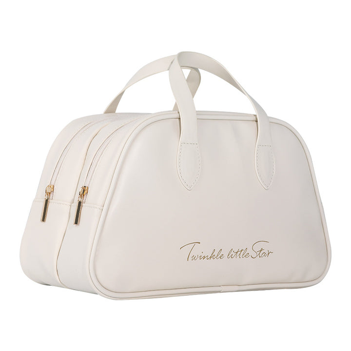 Cosmetic Organizer Bag With Double Zipper And Elegant Carry Handle Stornfield