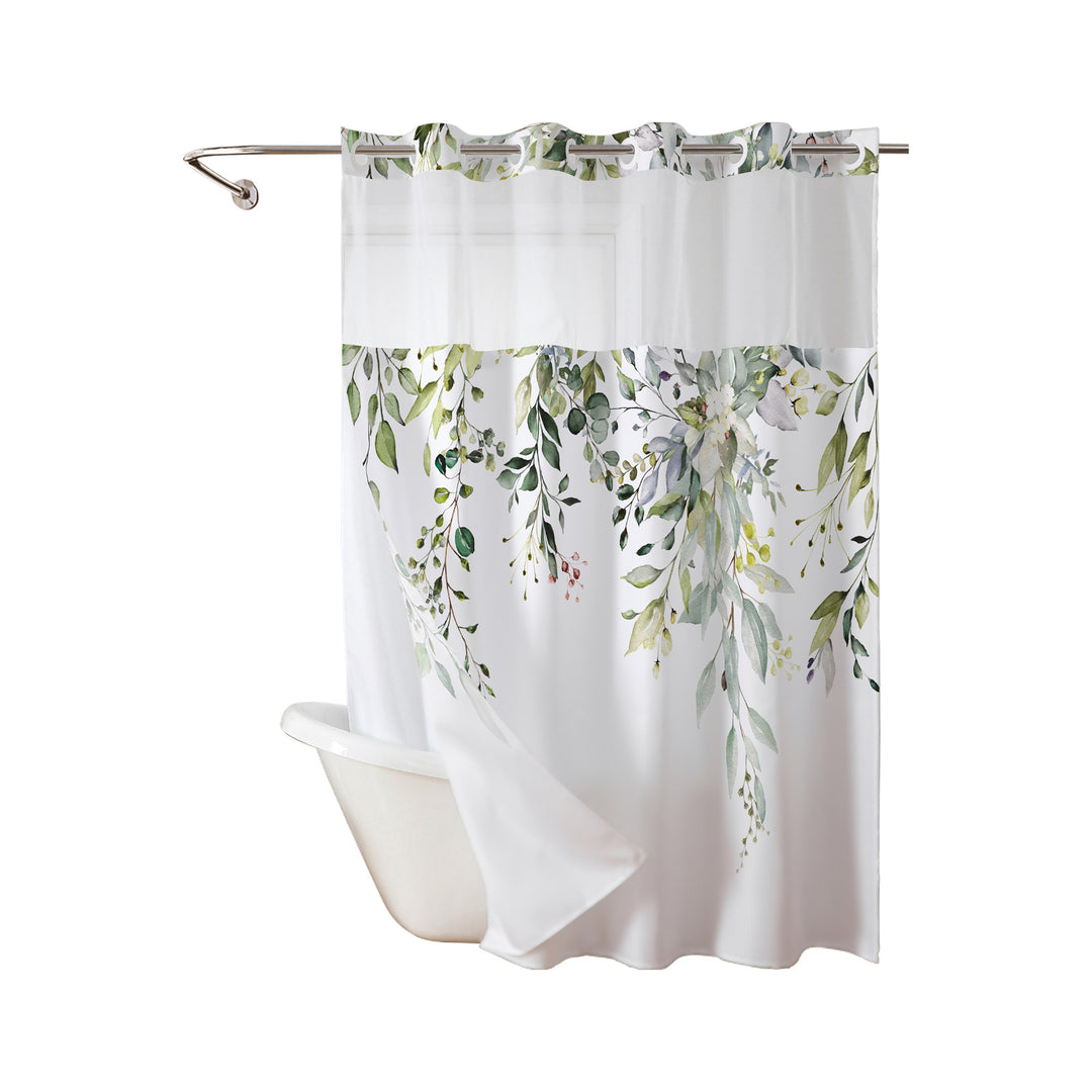 Tropical Leaf Print Shower Curtain Stornfield