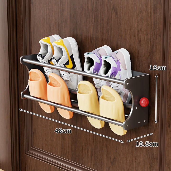 Wall-Mounted Space-Saving Door Shoe and Slipper Organizer Rack