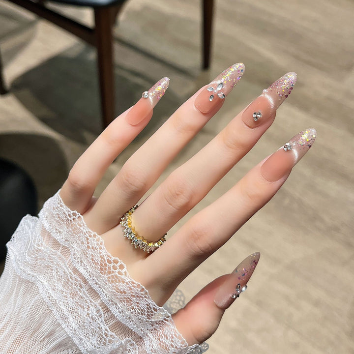 Elegant Glitter-Infused Press-On Nail Design Stornfield