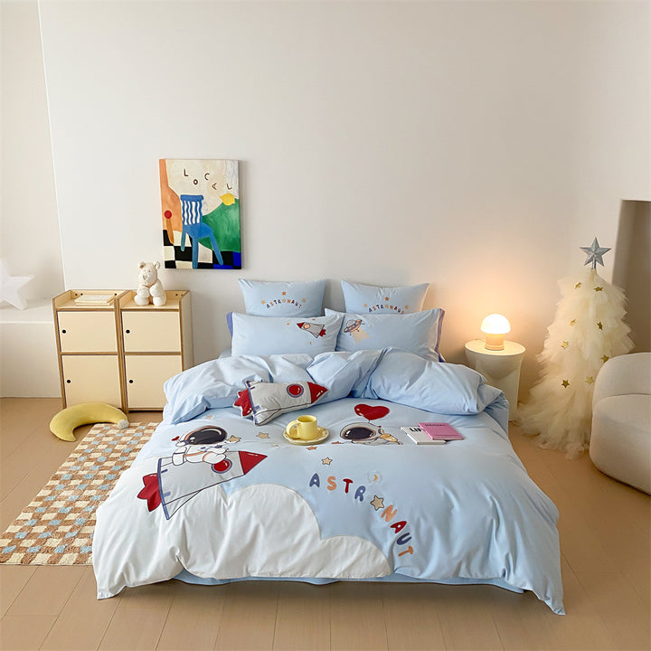 Children's Travel-Themed Cotton Percale Duvet Cover Bedding Set