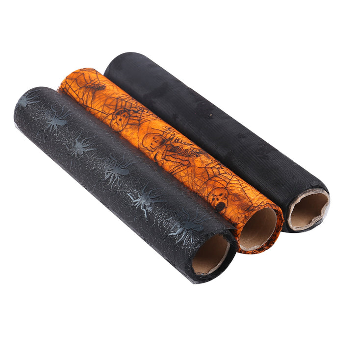 Tulle roll with velvety flock print bats for Halloween and party decoration