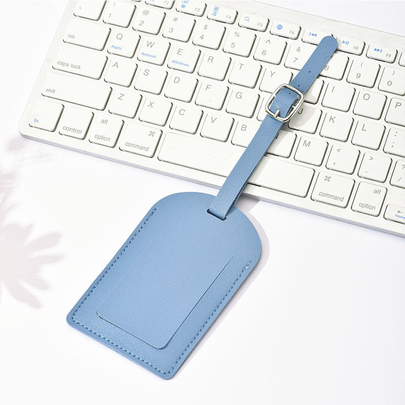 premium PU leather luggage tag with adjustable buckle strap Stornfield