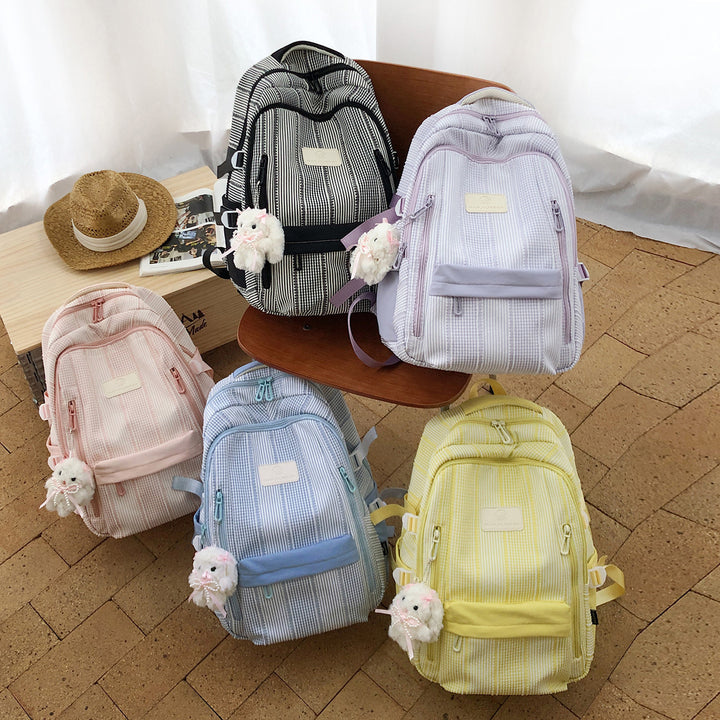 Striped Backpack with Keychain Charm Stornfield