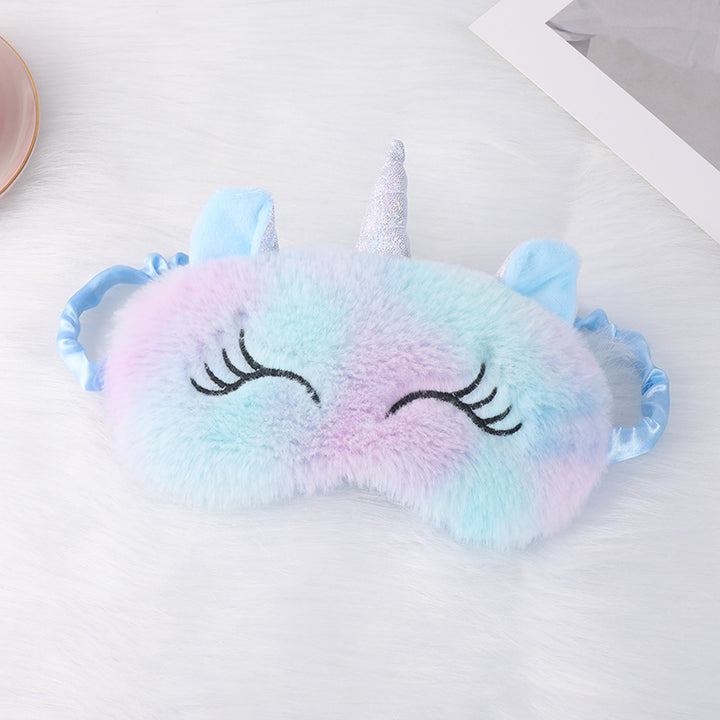 Ladies nan cozy unicorn sleep mask with embroidered eyelashes, soft plush and elastic ruffled ribbon Stornfield