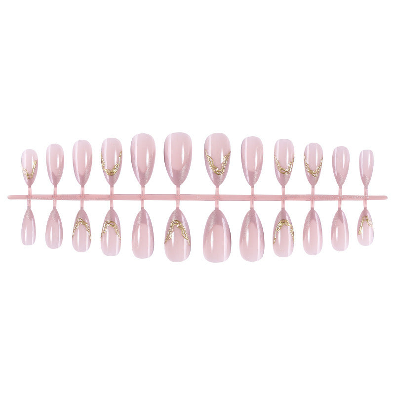 Artificial nail set with elegant gold accent and flower-shaped design Stornfield
