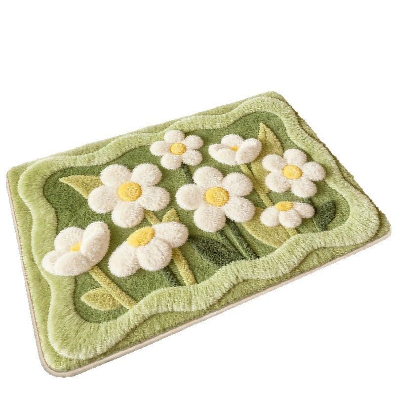 Floral-Themed Soft Microfiber Bath Mat