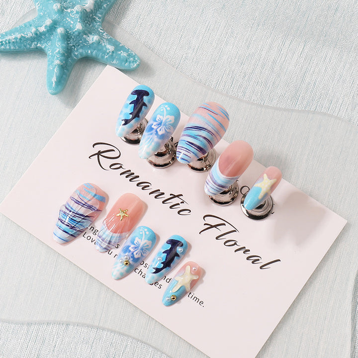 Artistic Sea-Inspired Press-On Nails Stornfield