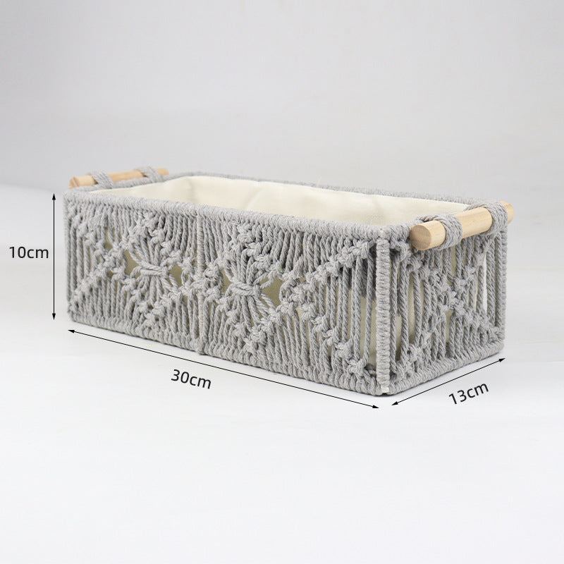 Storage basket with macrame pattern Stornfield