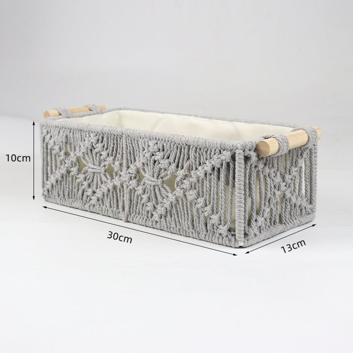 Storage basket with macrame pattern Stornfield