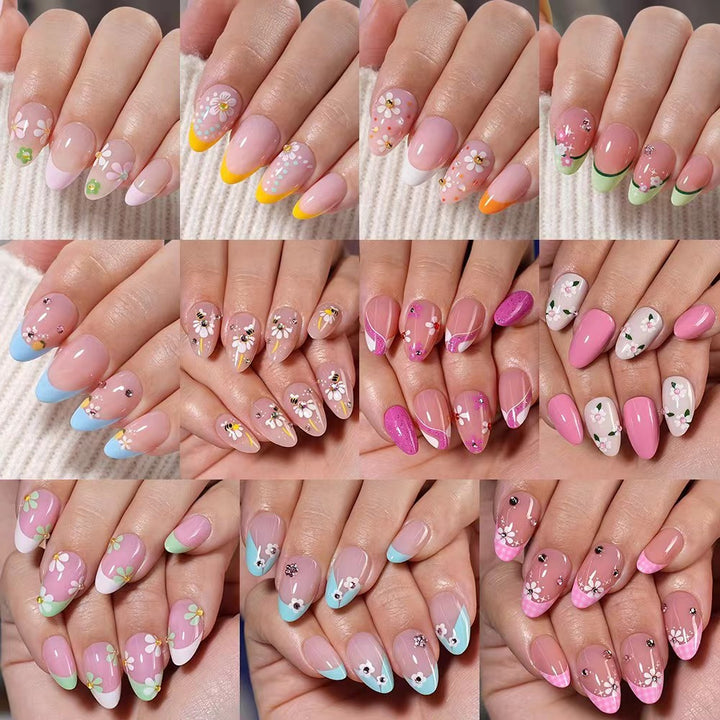 Artistic Floral-Embellished Press-On Nail Set Stornfield