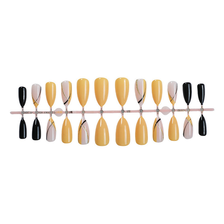 Acrylic Nail Set with Creative Gradient and Elegant Lines Stornfield