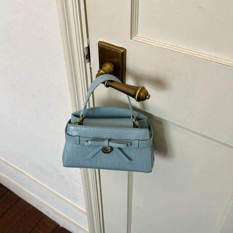 Crocodile-Textured Mini Handbag