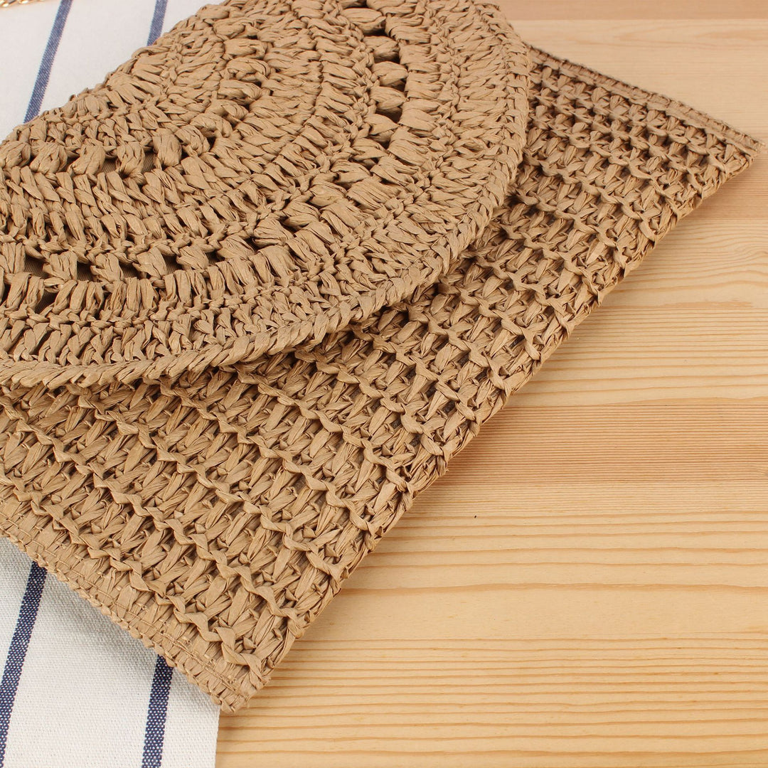 Woven Bast Handbag with Elegant Chain Decoration Stornfield