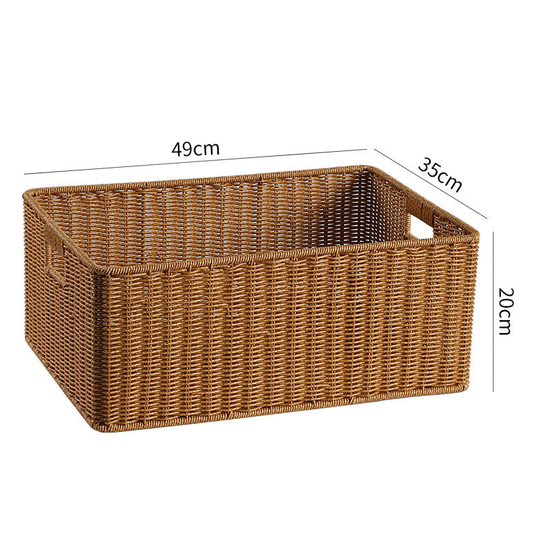 Large Handwoven Rectangular Storage Basket with Cutout Handles Stornfield