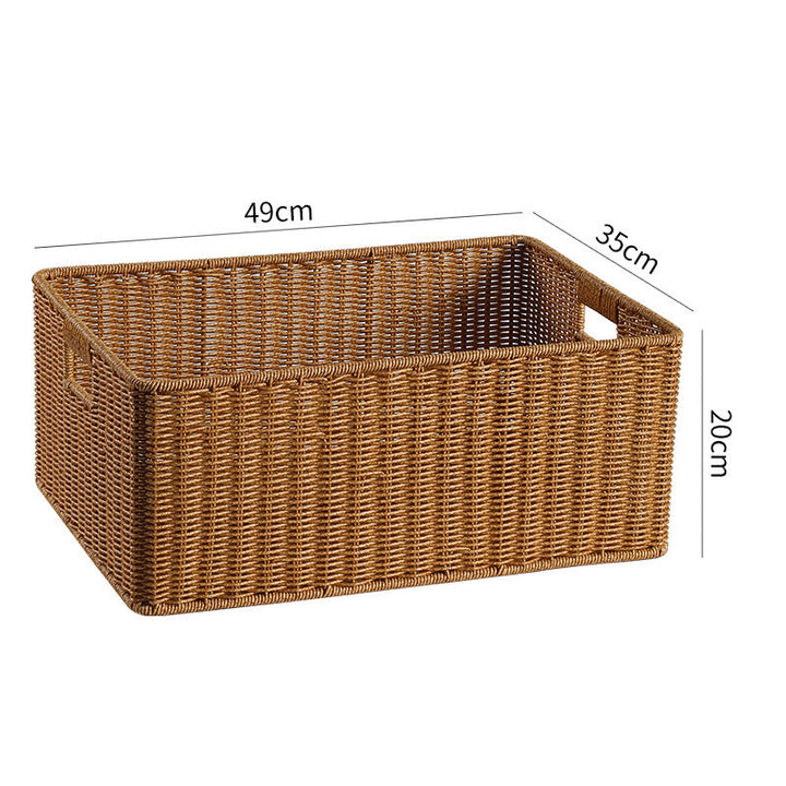 Large Handwoven Rectangular Storage Basket with Cutout Handles Stornfield