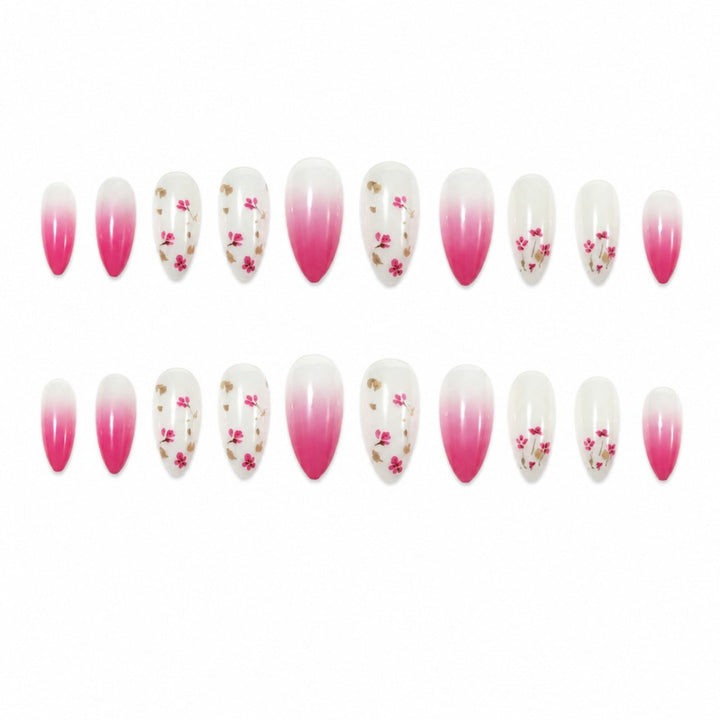 Artificial nails with delicate flower and ombre effect Stornfield