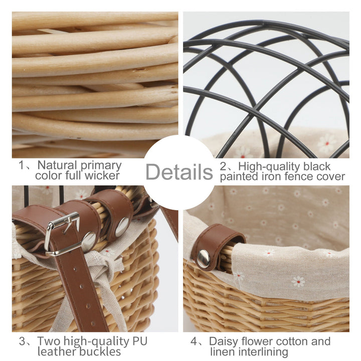woven rattan pet carrier basket with collapsible metal dome and removable linen lining Stornfield