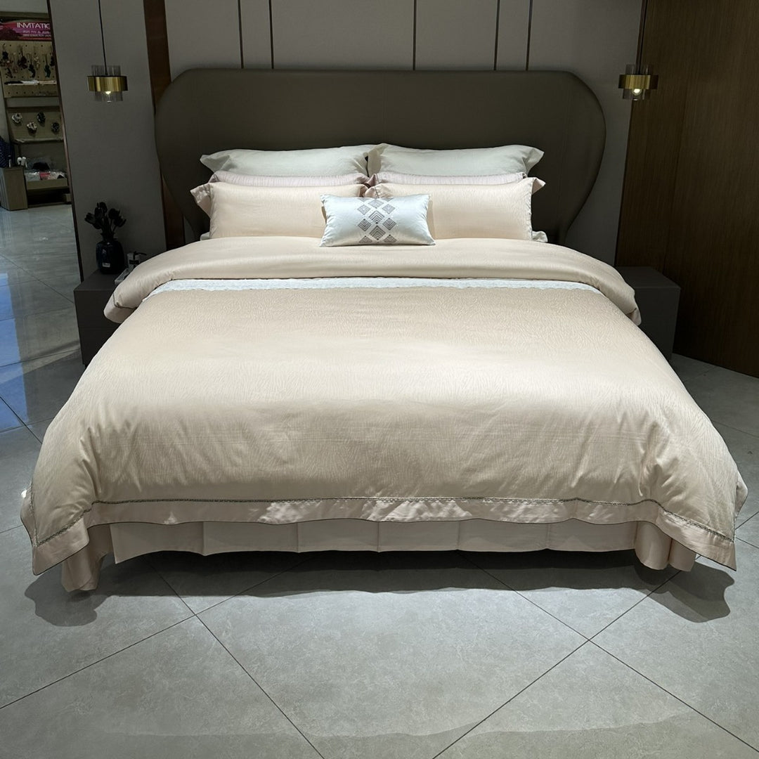 luxurious cotton satin bedding set with embroidered edge
