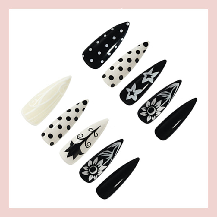Acrylic Nail Set with Stylish Graphic Patterns Stornfield