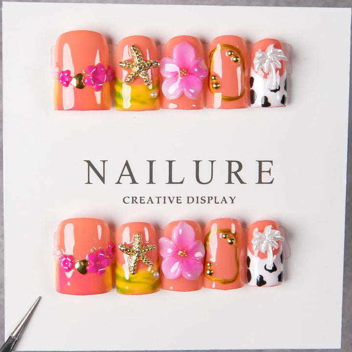 Floral Decoration Press-On Nail Set