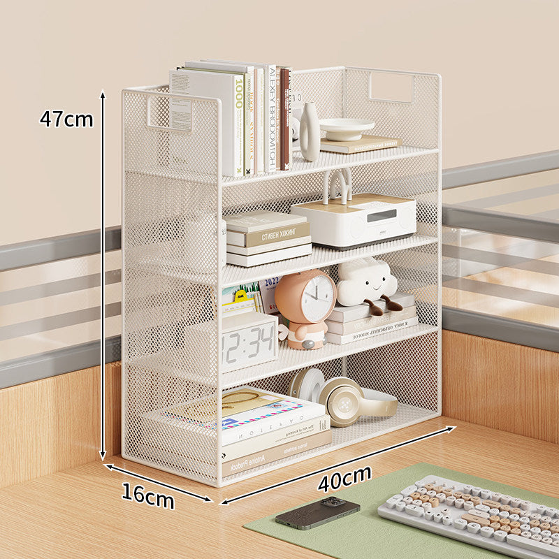 Mesh Desktop Open-Shelf Organizer with Integrated Handles and Dividers