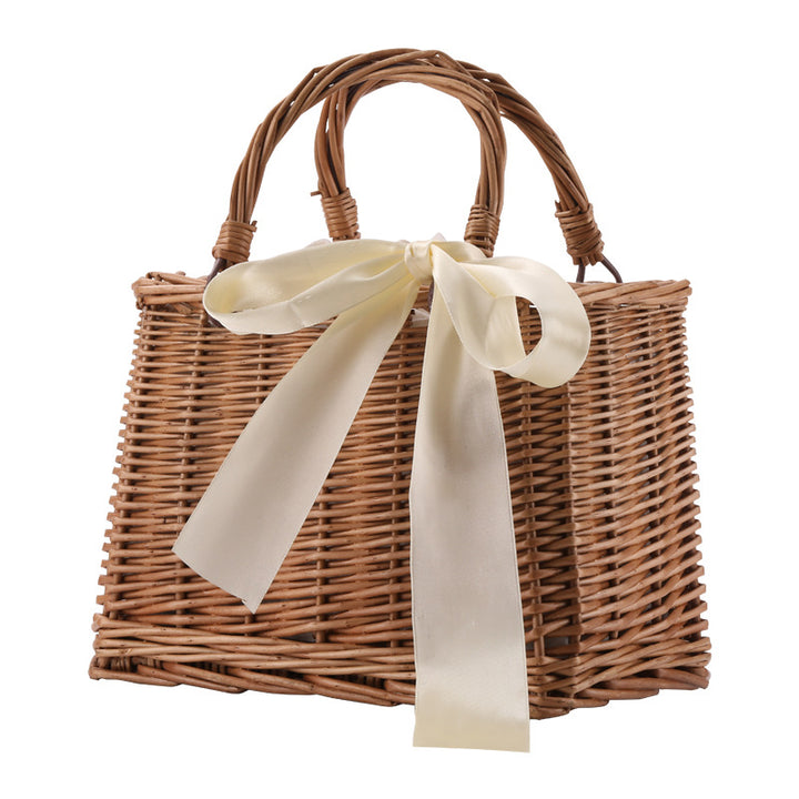 Women's Handwoven Basket Bag with Elegant Bow Accent Stornfield