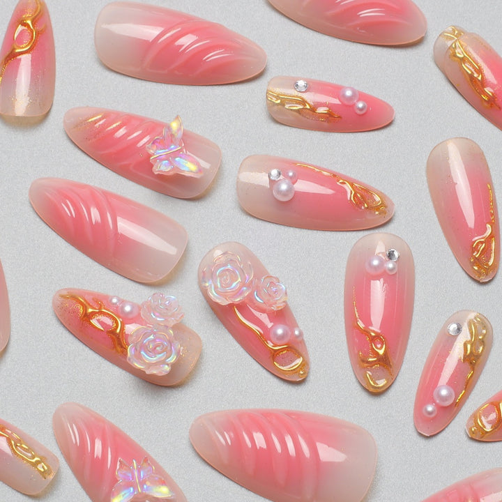 Artistic Floral Nail Extensions Stornfield