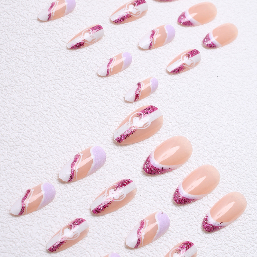 Artistic Glitter Heart Press-On Nails Stornfield
