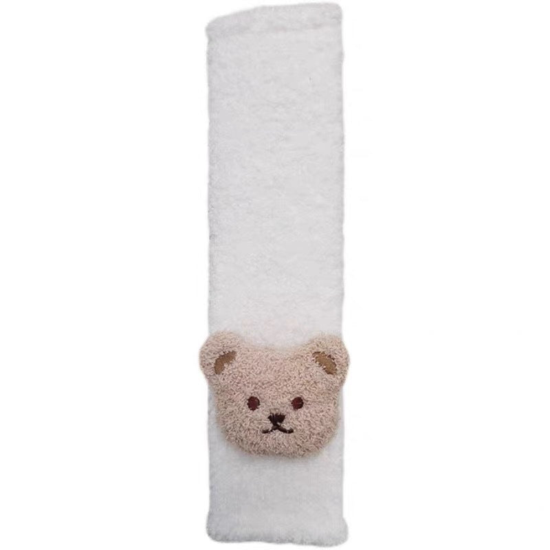 Sherpa-Lined Seatbelt Comfort Sleeve with Teddy Head Accent