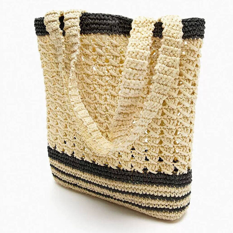 Handcrafted basket bag with modern striped design Stornfield